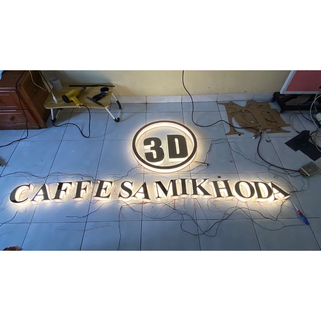 HURUF TIMBUL AKRILIK LAMPU + PACKING KAYU