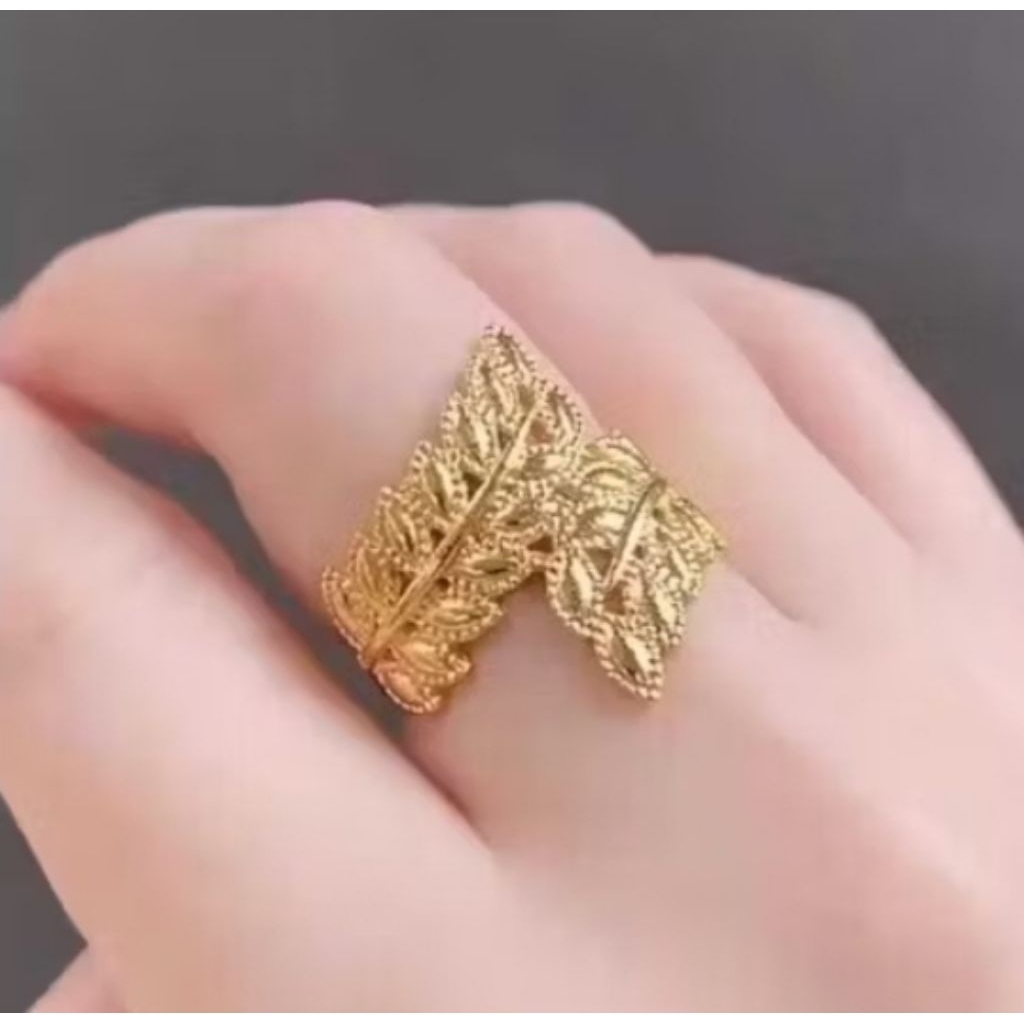 CINCIN DAUN CINCIN DEWASA CINCIN TITANIUM COCOK UNTUK WANITA DEWASA