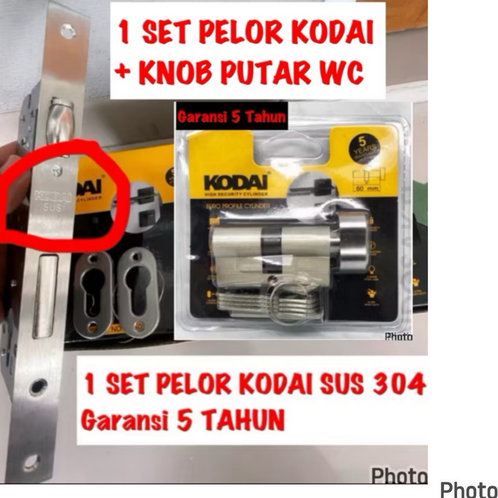 kunci pelor kodai garansi 5 tahun body pelor knob putar kodai kayu mortise roller kodai premium gara