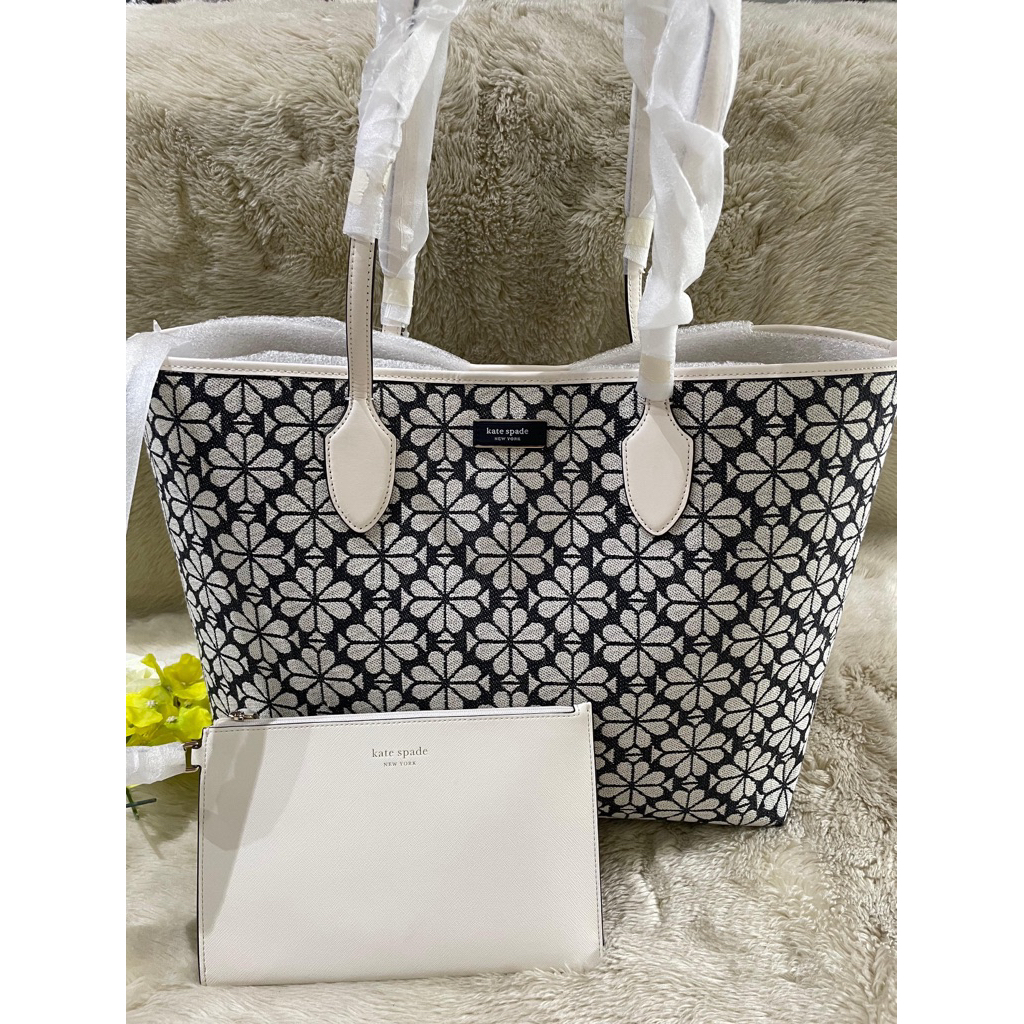 KS FLOWER TOTE JACQUARD CHARCOAL