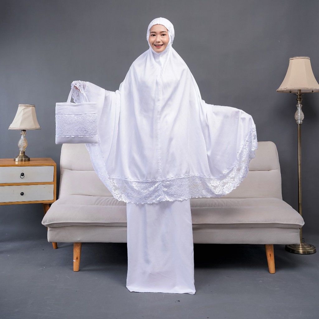 Mukena Putih Dewasa Katun Rayon Bali Premium Jumbo Mukena Umroh Renda Terbaru
