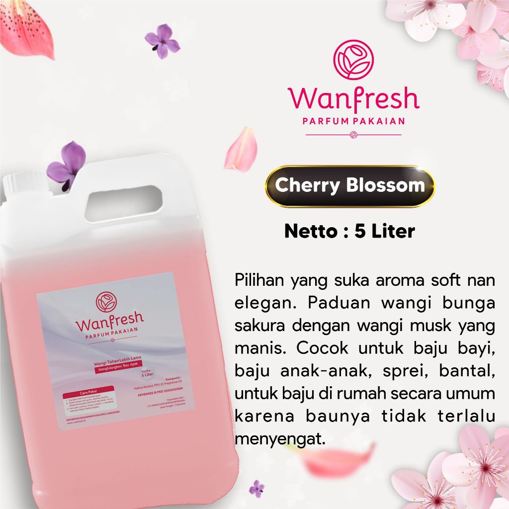 Wanfresh Parfum Pakaian Wangi Tahan Lama Aroma Cherry Blossom 5 L