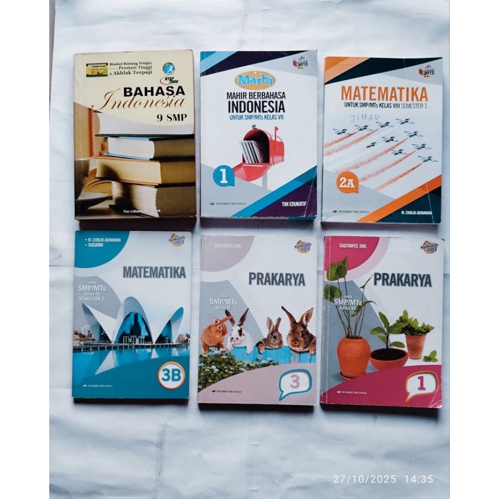 Buku Pelajaran; SMA/SMP; MAHIR BERBAHASA INDONESIA, DUNIA MATEMATIKA, PRAKARYA, PANCASILA & KEWARGAN
