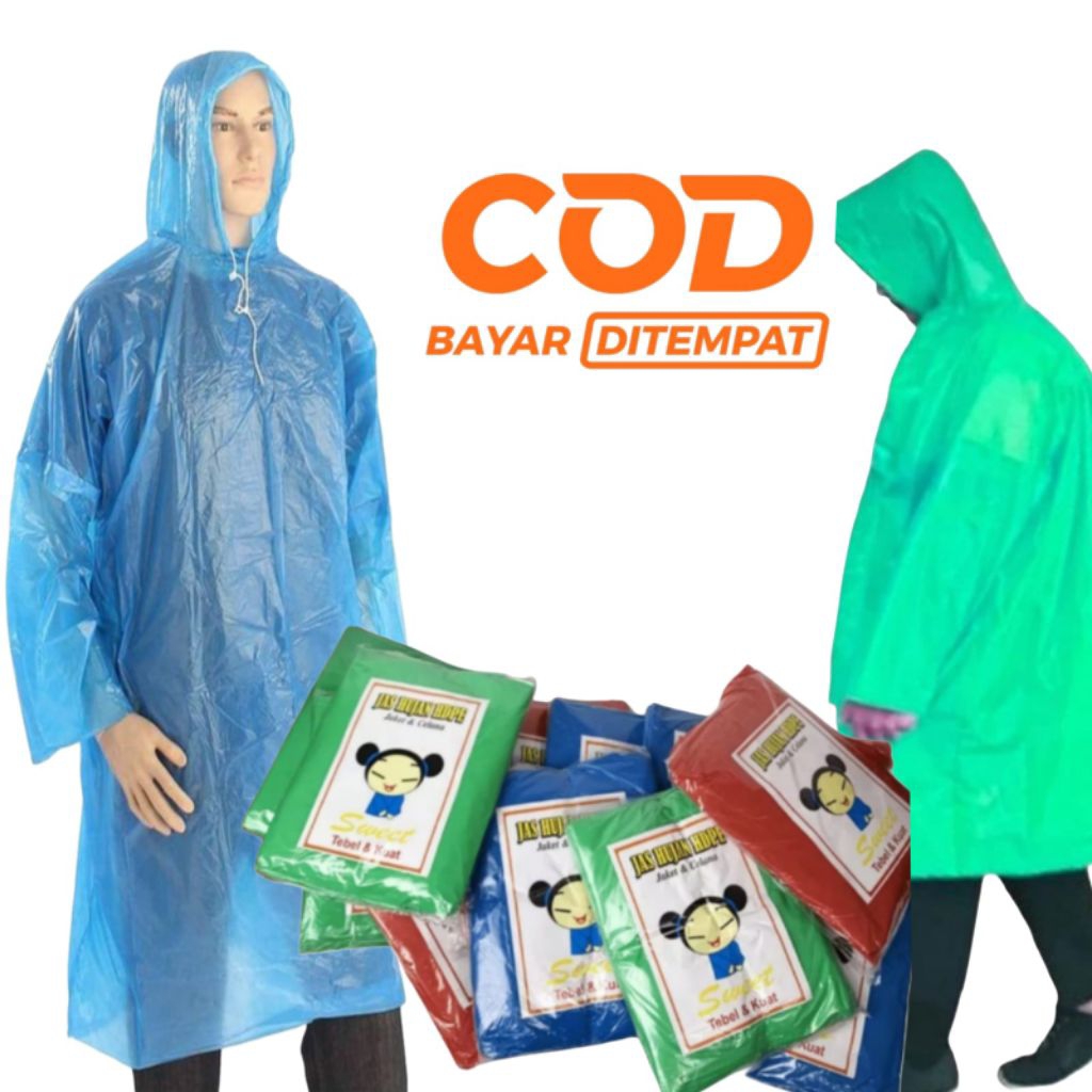 Jas Hujan Plastik Tebal // Jas Hujan Ponco Lengan
