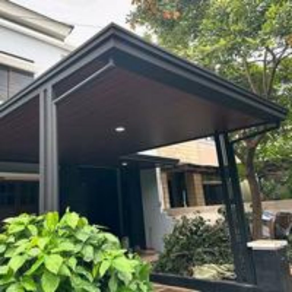 kanopi pelapon PVC minimalis mewah atap galvalum rangka hollow galvanis