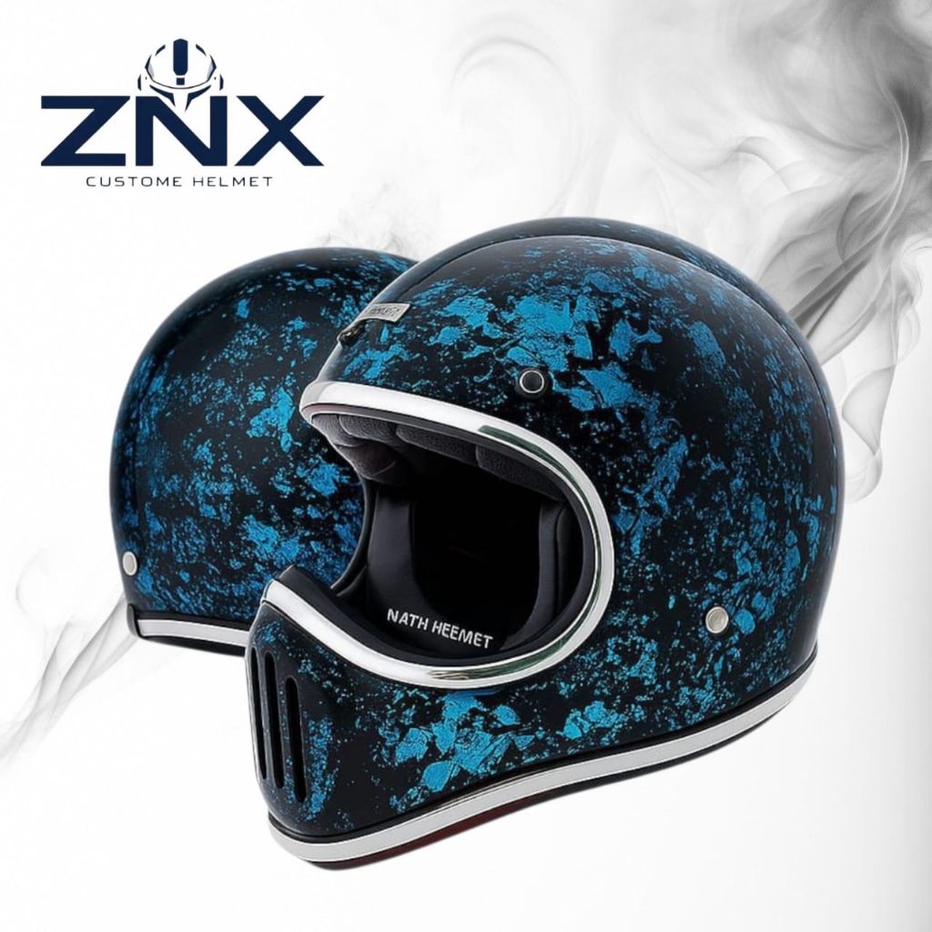 Helm Cakil Abtrak Candy Biru Custom PREMIUM