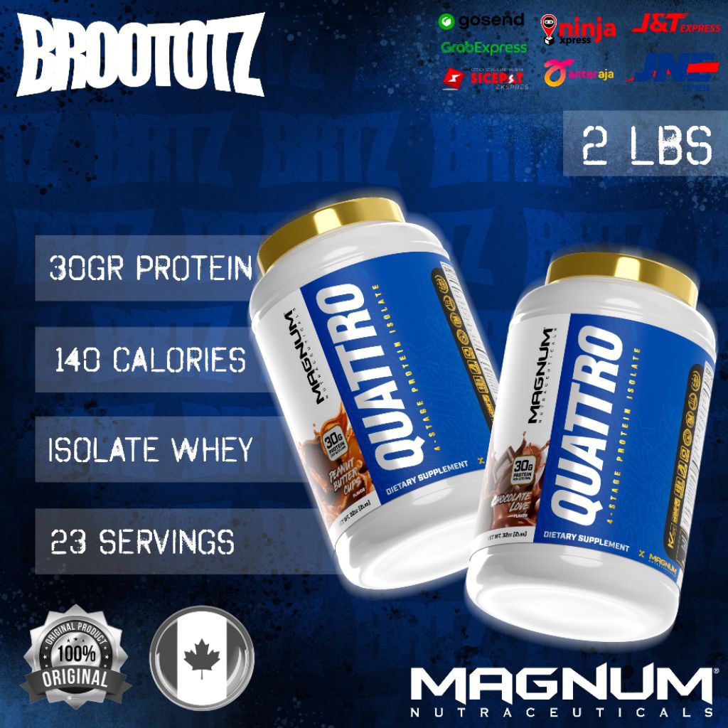 MAGNUM Quattro Isolate Whey Protein 23 Servings 2 Lbs Whey Protein Isolate Shake Powder Suplemen Gym