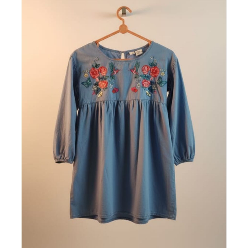 Preloved - Baju Dress Anak Perempuan Wanita Girls warna biru jeans H&M LOGG HM Second Kondisi 95% No