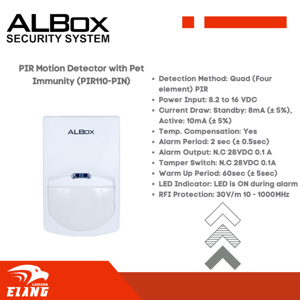 ALBOX PIR110-PIN PIR Motion Detector with Pet Immunity