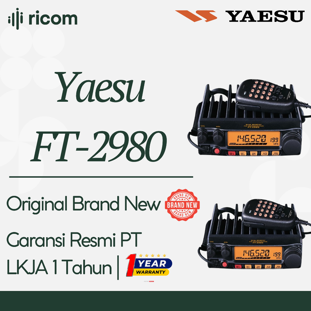 Yaesu FT-2980 FT-2980R– Transceiver VHF 144 MHz 80W Original Garansi Resmi 1 Tahun FT-2980 FT 2980