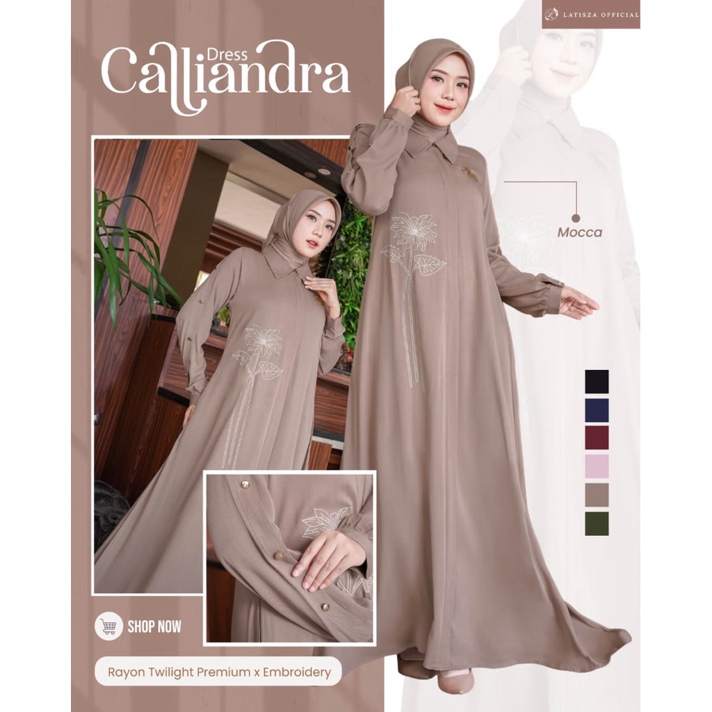 CALLIANDRA  DRESS by LATISZA // GAMIS DAILY// SUPER MEWAH & ELEGAN // VARIASI BORDIR // RAYON TWILL 