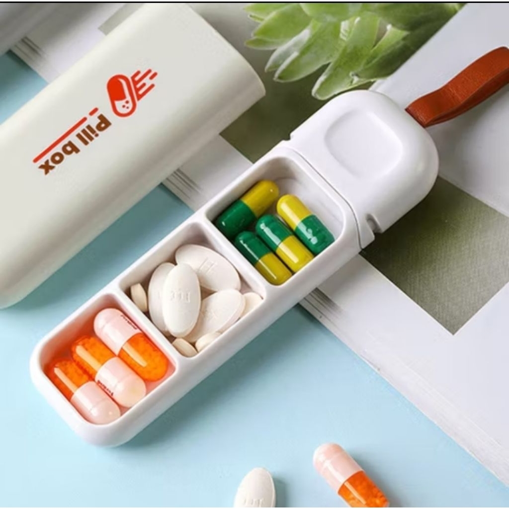 Kotak Obat Portable Kotak Obat 3 Sekat Kotak Serbaguna Kotak Penyimpanan Obat Traveling