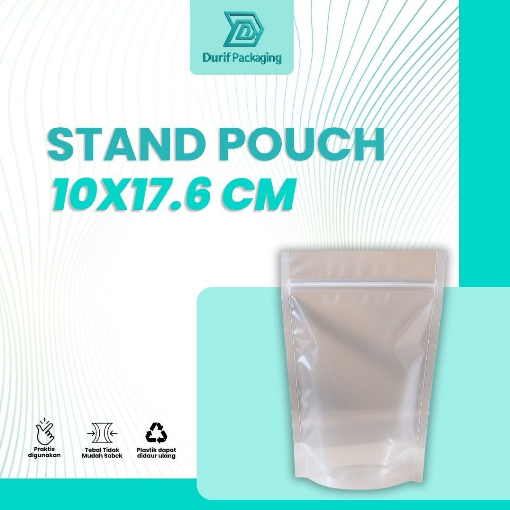Standing Pouch / Stand Pouch / Pouch untuk Makanan / Pouch Snack Ukuran 10 x 17.6 Plastik Klip berdi