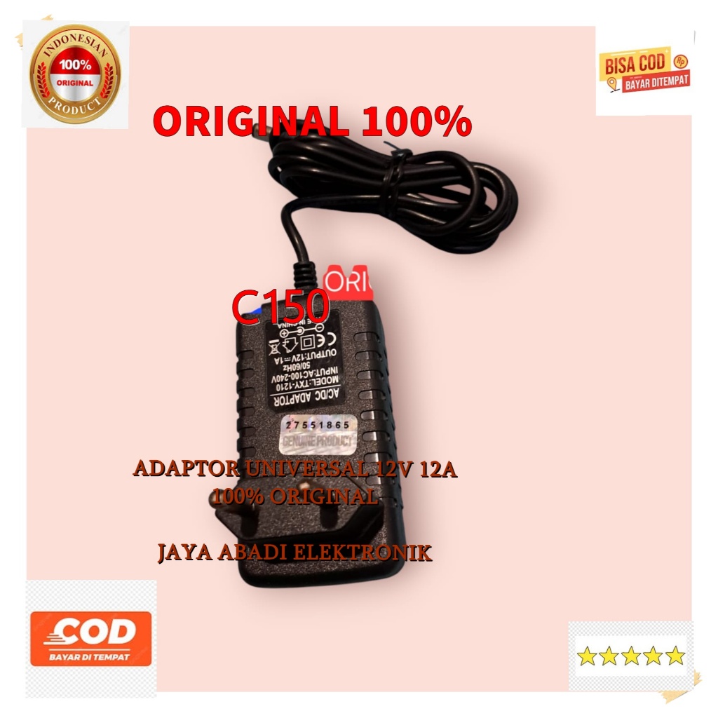 C150 100% ORI  Compatibel 5.5mm 2.1 mm Adaptor Multifungsi DC 12V 2A VOLT ADAPTER POWER COLOKAN LIST