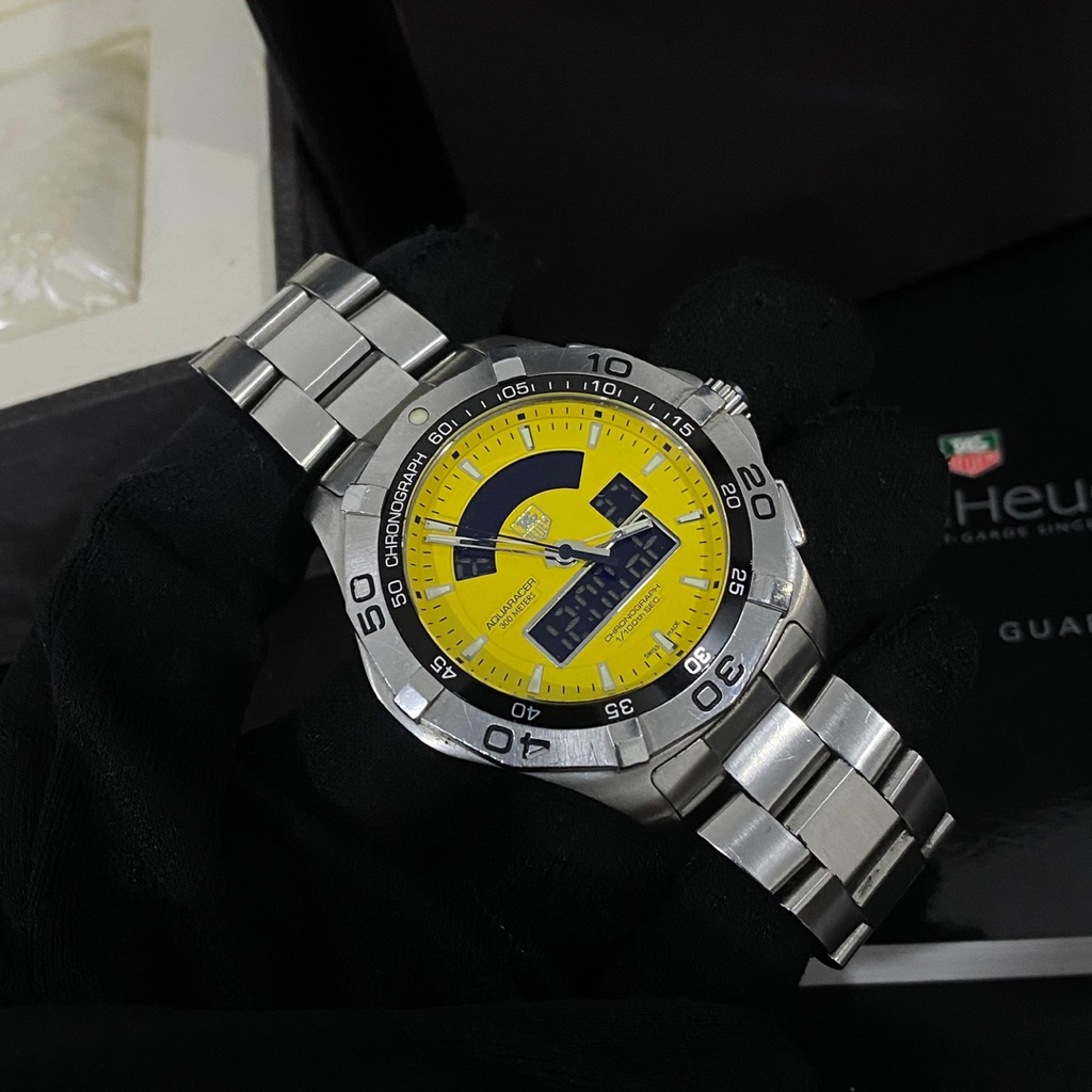 jam tangan tag heuer aquaracer caf1011 analog/digital yellow