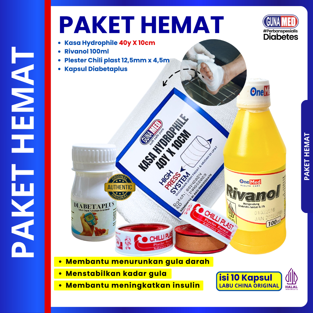 PAKET PERAWATAN LUKA DIABETES 4 ITEM / PRODUK ORIGINAL / KASA GUNAMED