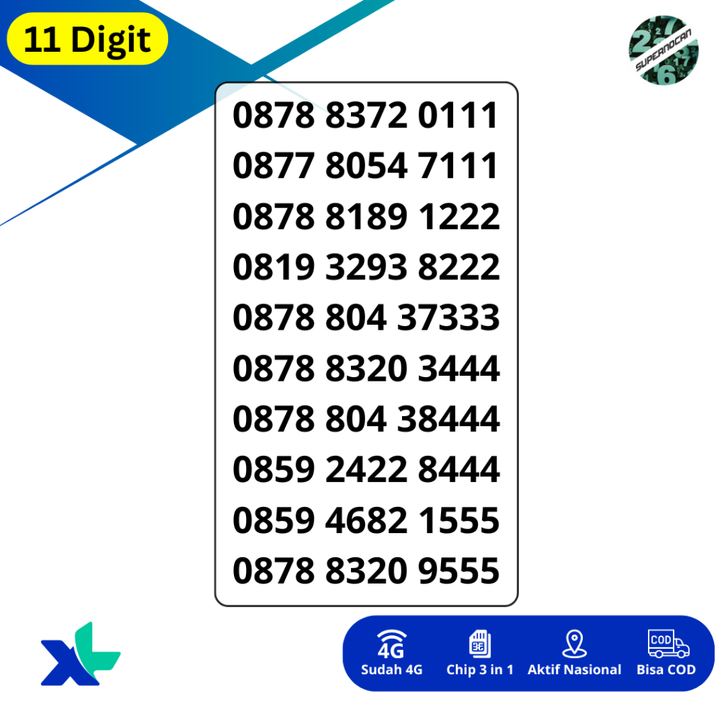 NOMOR CANTIK XL EKOR TRIPLE 111 222 333 444 555 - 5G READY