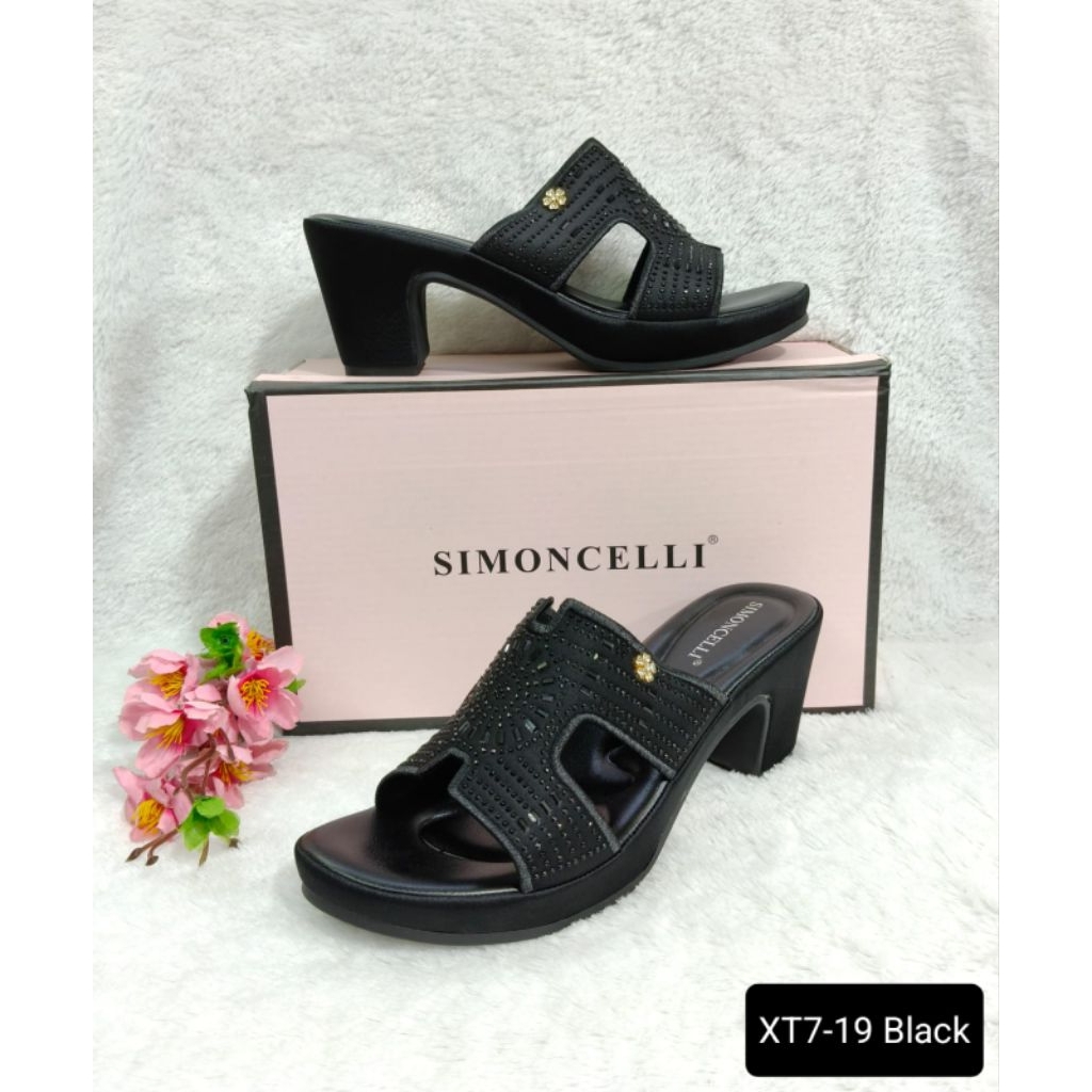 SIMONCELLI - SANDAL PESTA WANITA TAPAK 7CM IMPORT KEKINIAN LEMBUT DAN RINGAN