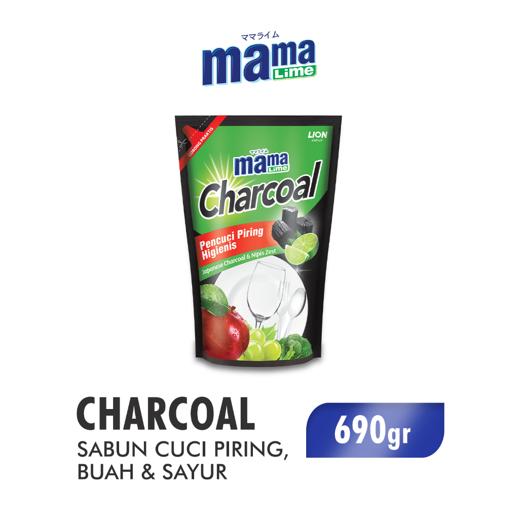 Mama Lime Sabun Cuci Piring Charcoal Pouch 680 ml/690 gr