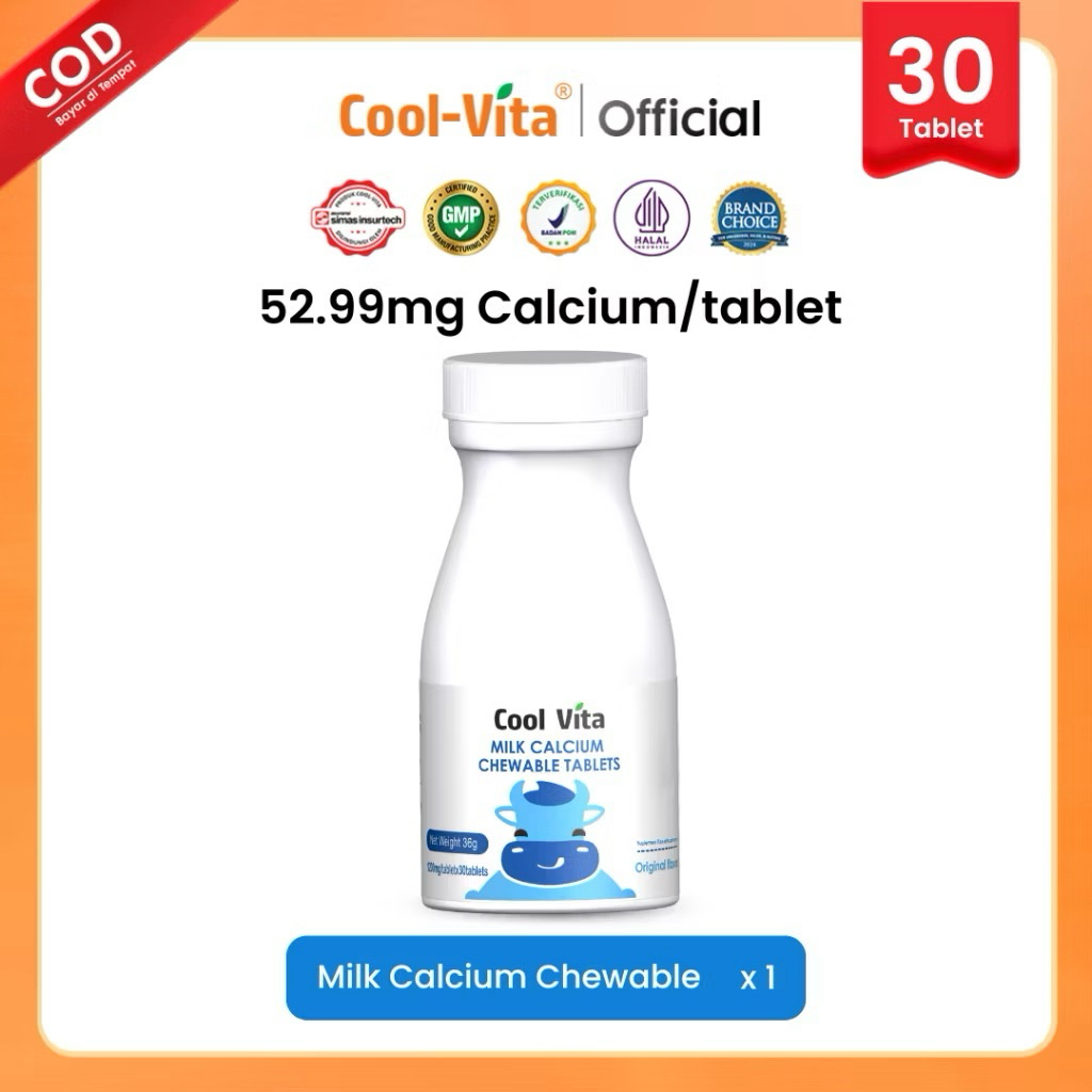 Coolvita Peninggi Badan 30 Tablet Kalsium Peninggi Badan Anak - Coolvita Calcium | Kalsium Anak