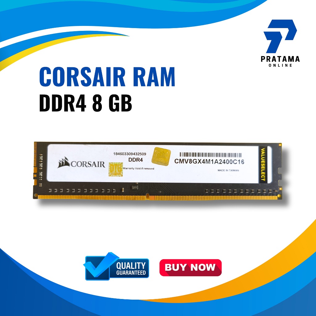 Corsair RAM Computer PC DDR4 kapasitas memory 8 GB cocok untuk kerja editing video