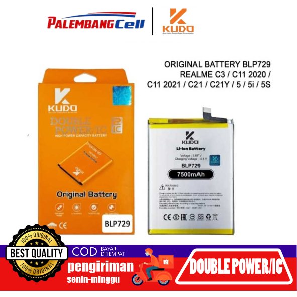 BATERAI ORIGINAL  KUDO BLP729 FOR REALME 5i/5S/C3 DOUBLE POWER DAN DOUBLE IC