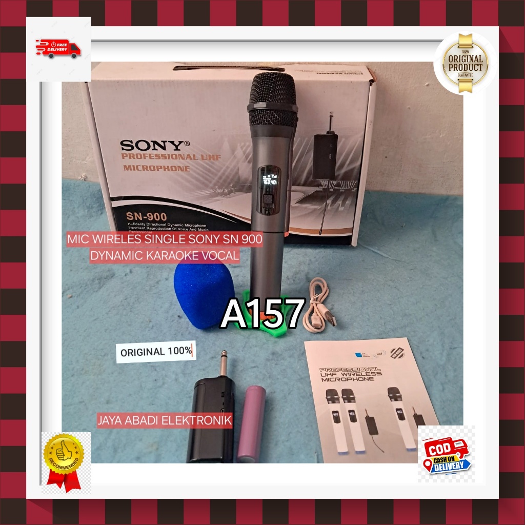 A157 MIKROFON MIC WIRELES SINGLE SONY SN 900  TUNGGAL 1 SET  DYNAMIC KARAOKE VOCAL Microphone Wirele