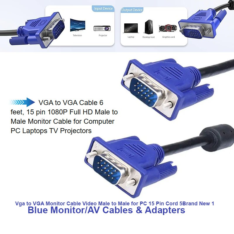 Samsung Kabel VGA ke VGA 1.5 Meter – Kabel Monitor SVGA HD15 Male to Male Full HD 1080P untuk PC, La