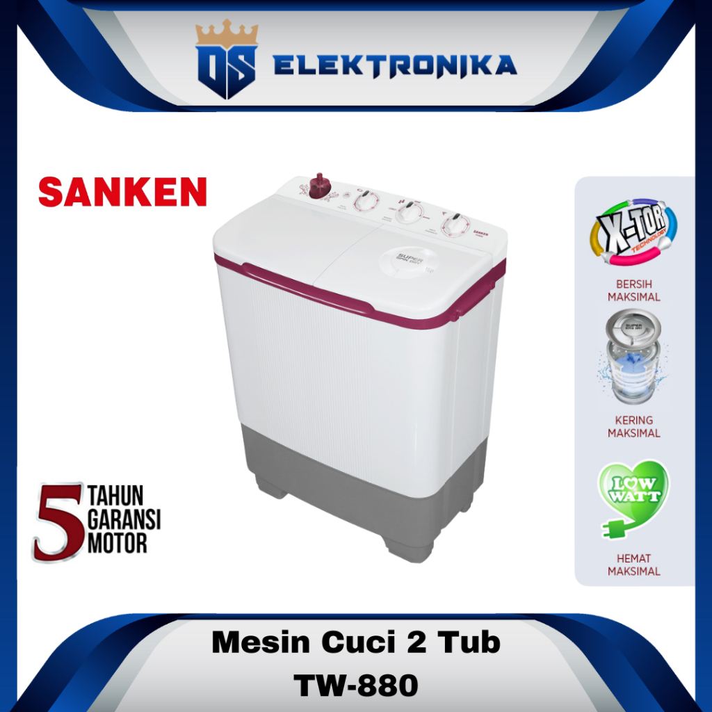 SANKEN TW 880 / TW880 Mesin Cuci 2 Tabung