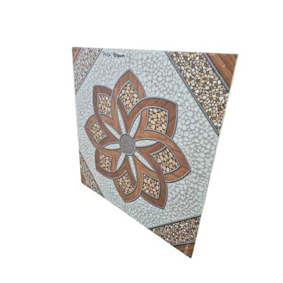 Keramik Lantai Motif Bunga Dolce Brown 50x50 Desain Batu Alam & Kayu Estetik untuk Interior dan Tera