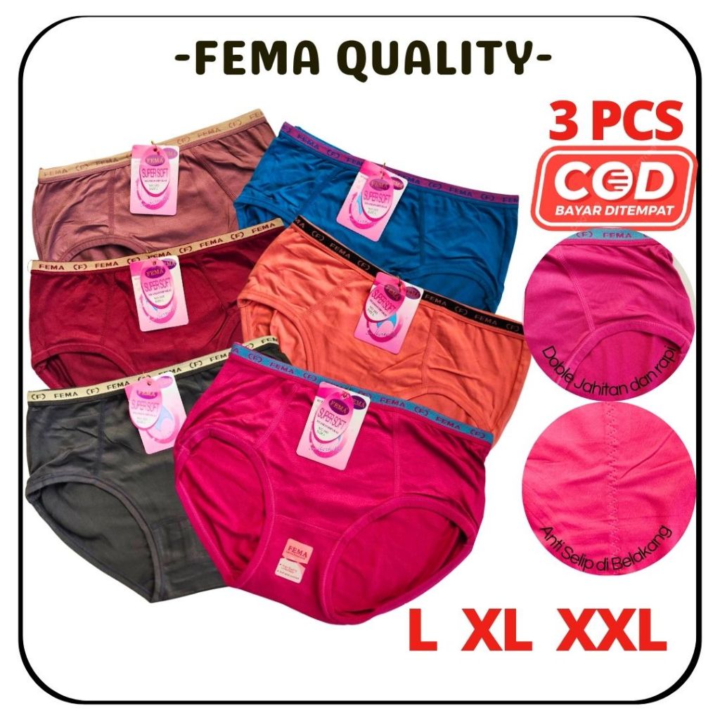 (GROSIR 3PCS) CD FEMA 393/361 ,CELANA DALAM WANITA ,CELANA DALAM CEWEK FEMA 393/361