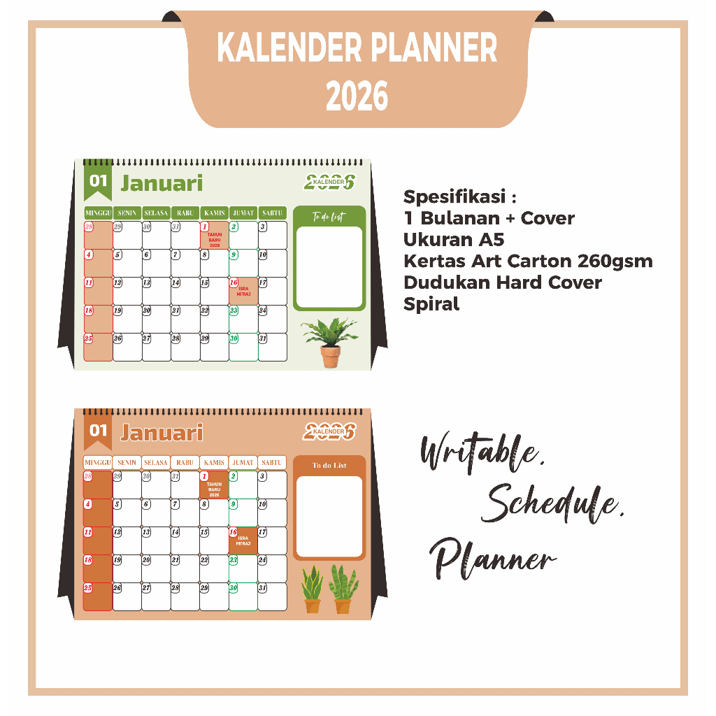 Kalender Planner | Kalender Meja 2026 | Desk Calendar