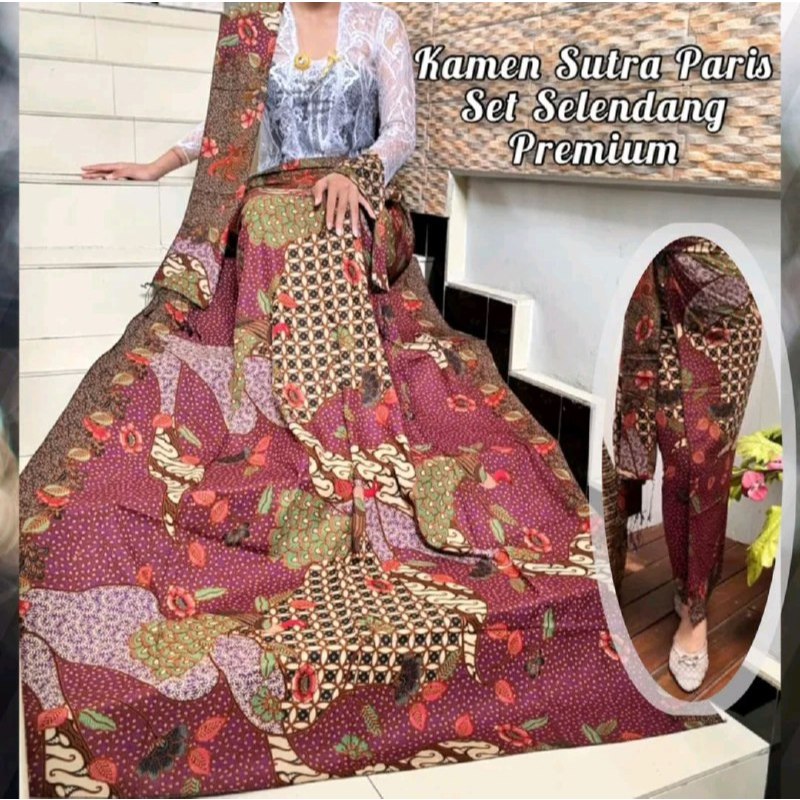 Ratu Kamen Bali - Kamen Sutra Paris Set Selendang Kamen Lembaran Bawahan Wanita Bali Baju Adat Bali