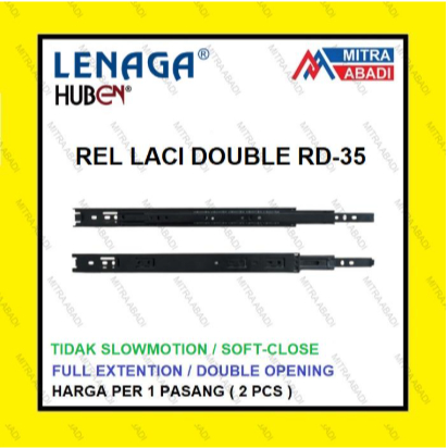 Rel Laci Double Track Full Extension LENAGA by HUBEN RD35 - 45 CM