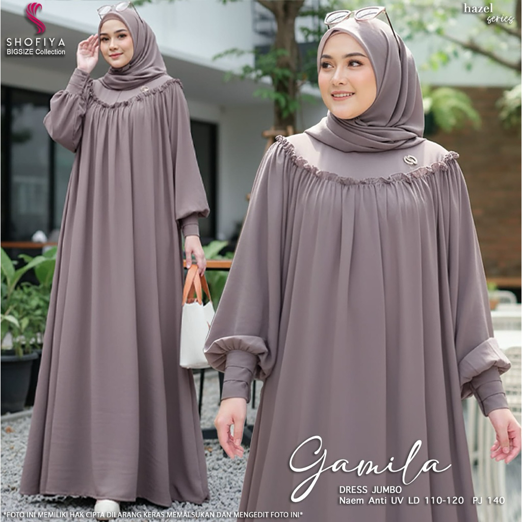 GAMILA DRESS ORIGINAL BY SHOFIYA gamis abaya naeem anti UV elegan basic polos jumbo