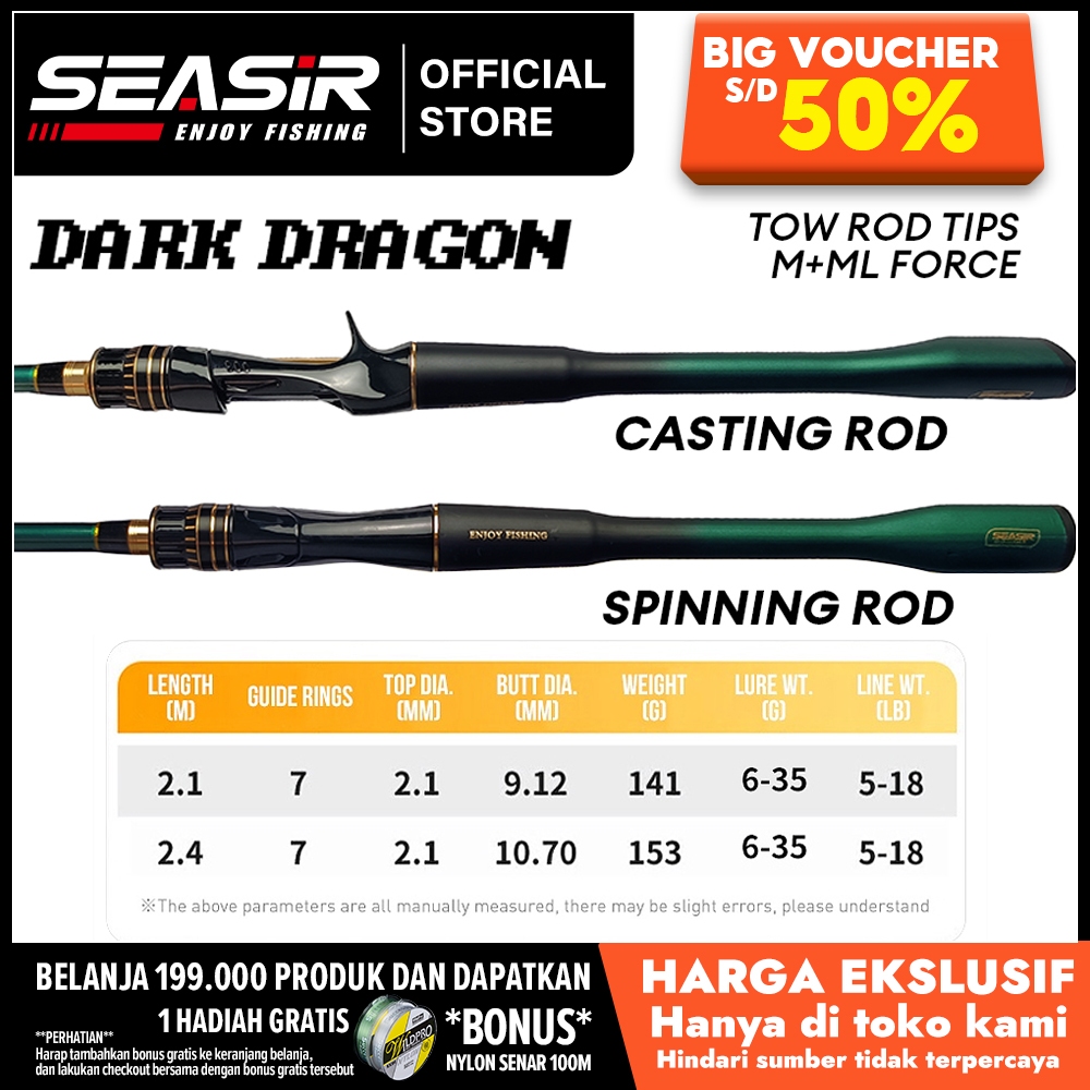 [OFFICIAL] SEASIR Dark Dragon Joran Pancing, M/ML 2 Rod Tips 2.1M & 2.4M: Joran BC Casting/Spinning 