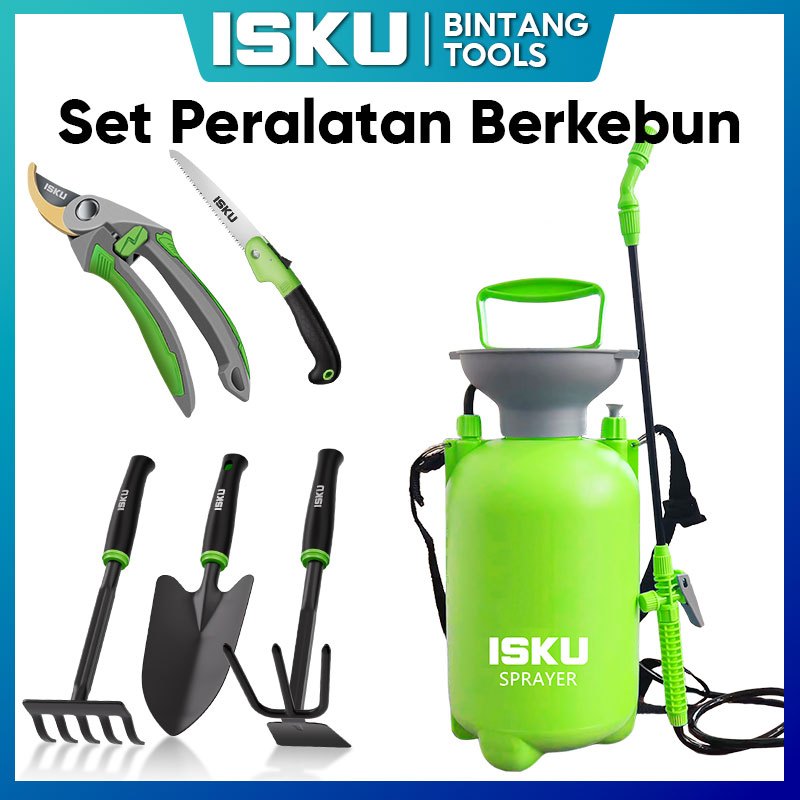 Terlaris ISKU Alat Taman Set 3--Sekop Cangkul Garpu Kecil Garuk Rumput /gunting tanamandan Gergaji