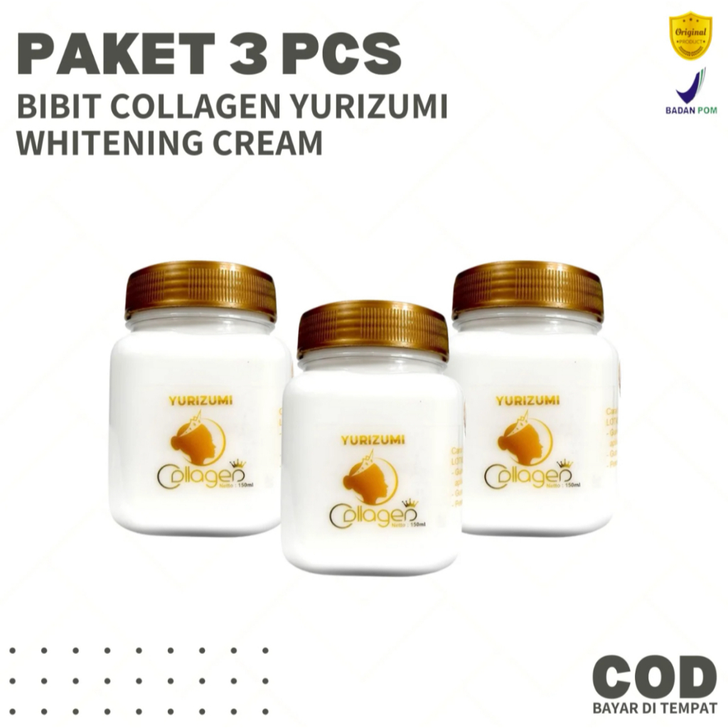 Paket 3 pcs Bibit Collagen Lotion BPOM Krim Pemutih Badan Original Permanen Pemutih Wajah ori & cod