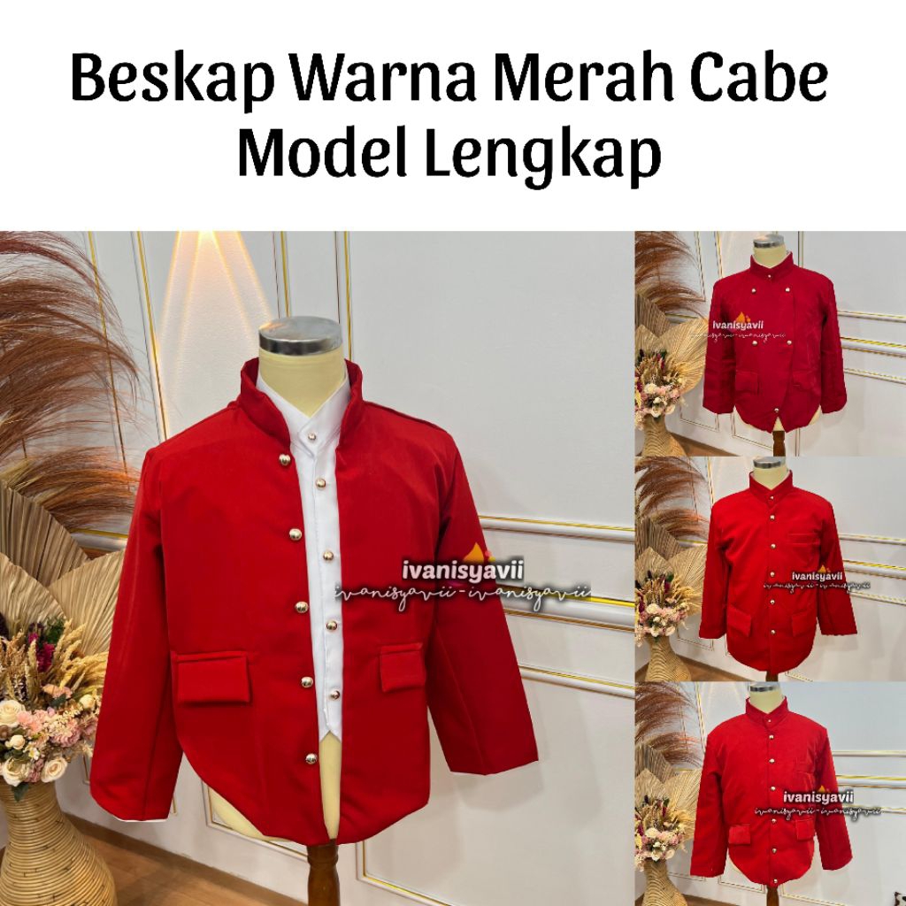 Beskap - Warna Merah Cabe | Beskap Solo/ Hewes/ Sunda / Jogja