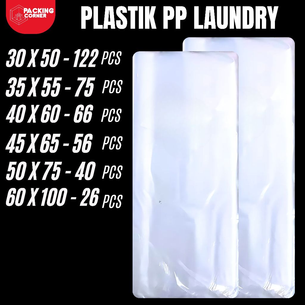1KG - Plastik Packing Laundry PP 30x50 - 60x100  | Kantong Plastik PP Bening Kiloan