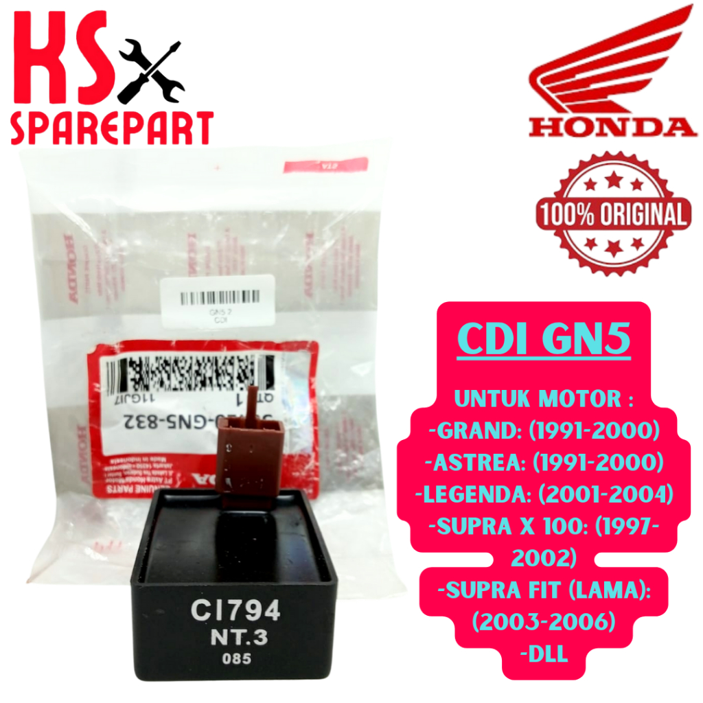 CDI KODE-GN5 HONDA ASLI AHM Grand/Astrea/Legenda/Supra X 100 BERKUALITAS ASLI 100% ORIGINAL HONDA .