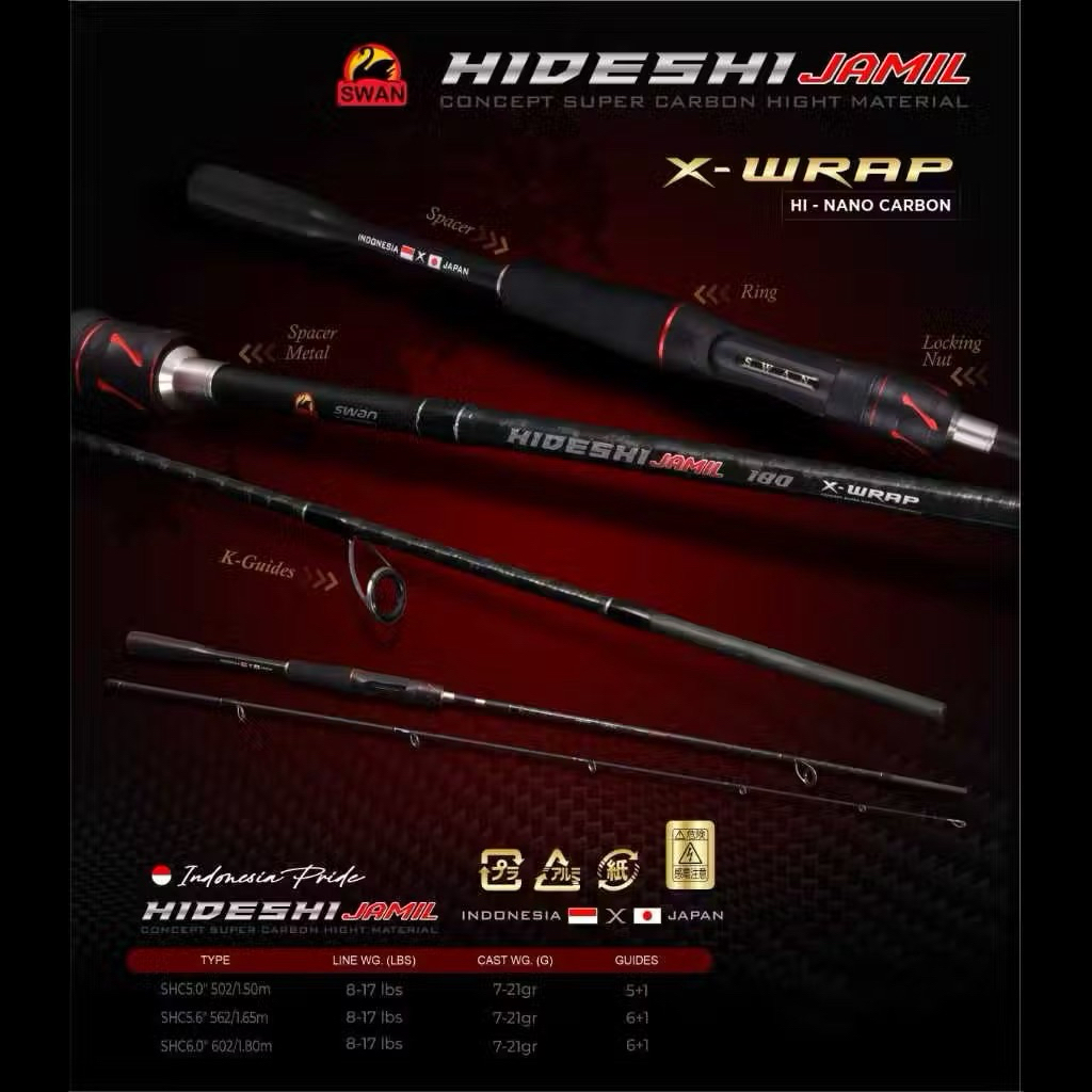 Joran Spinning Swan Hideshi Jamil Xwrap SSC602M