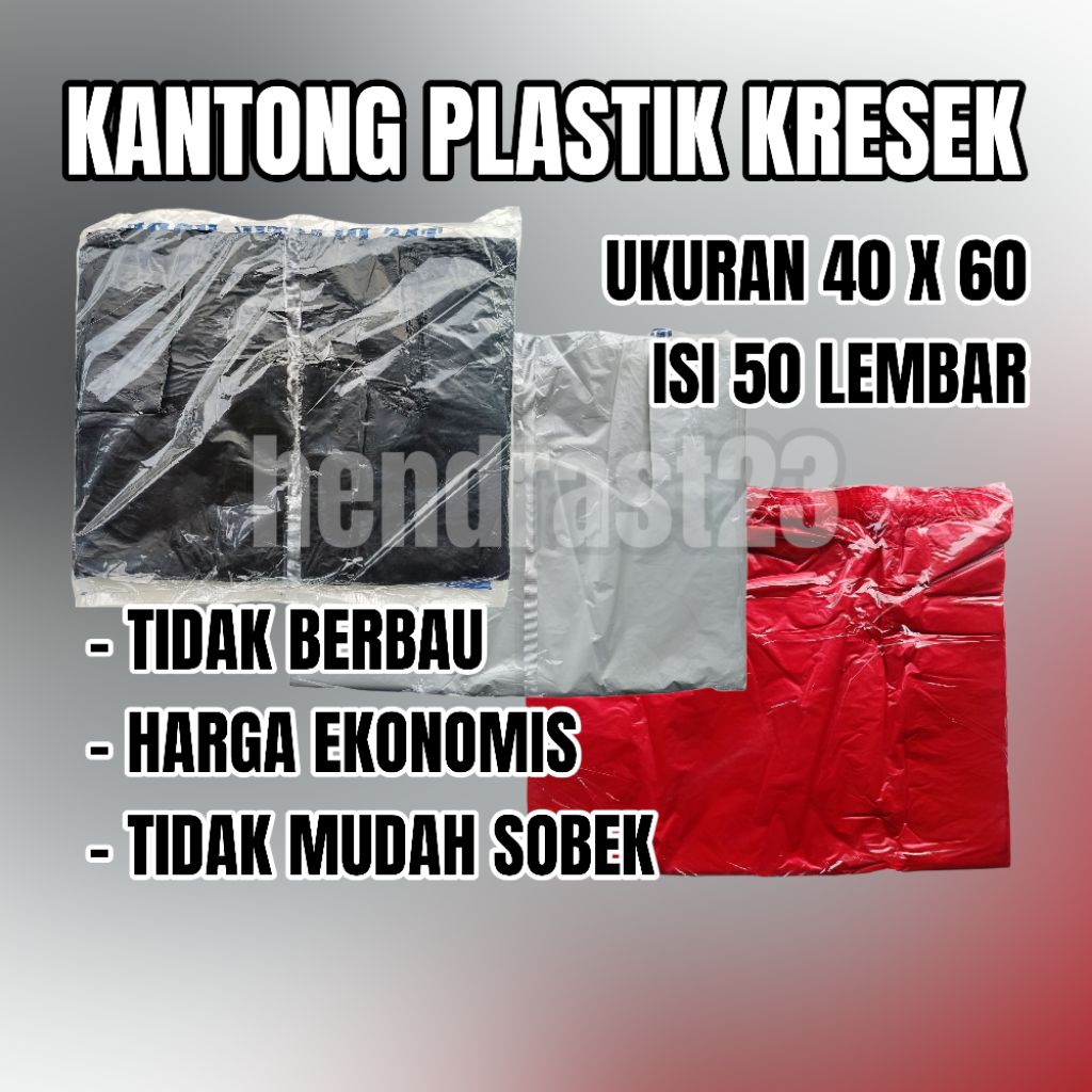 KANTONG PLASTIK KRESEK 40X60 JUMBO MURAH ISI 50 LEMBAR / UKURAN 40 X 60 WARNA HITAM MERAH PUTIH