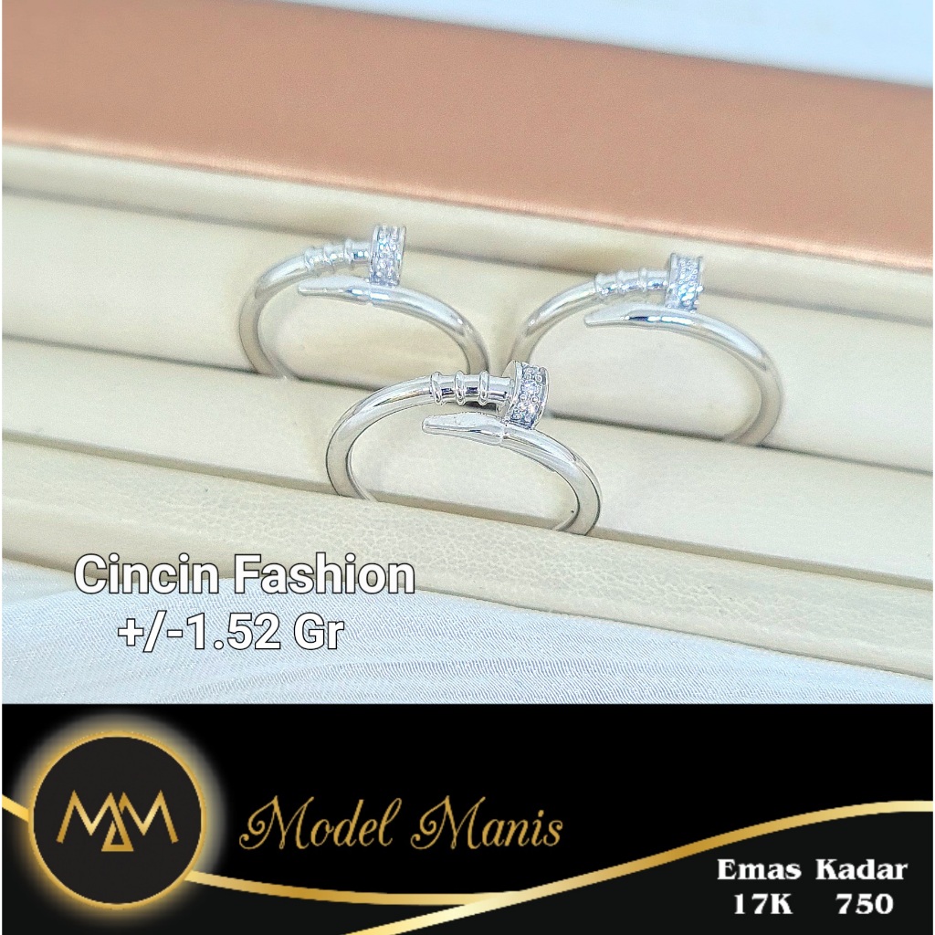 Model Manis Gold - Cincin Paku Putih - Emas 17k  750