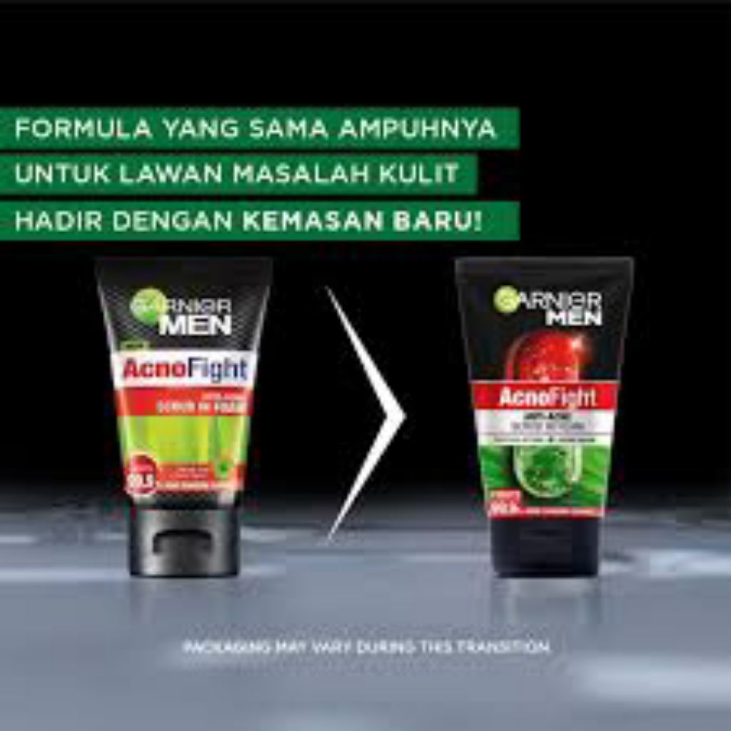 (PAKET HEMAT) Anti-Acne Face Wash & Sunscreen Vitamin C - Garnier Men Acno Fight Anti-Acne Scrub In 
