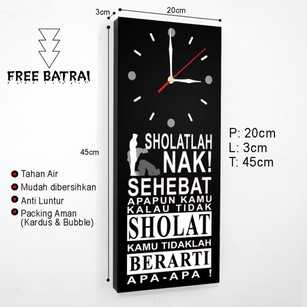 Jam Dinding Quotes Motivasi Islami Jam Dinding Aesthetic Ruang Tamu Sholatlah Nak