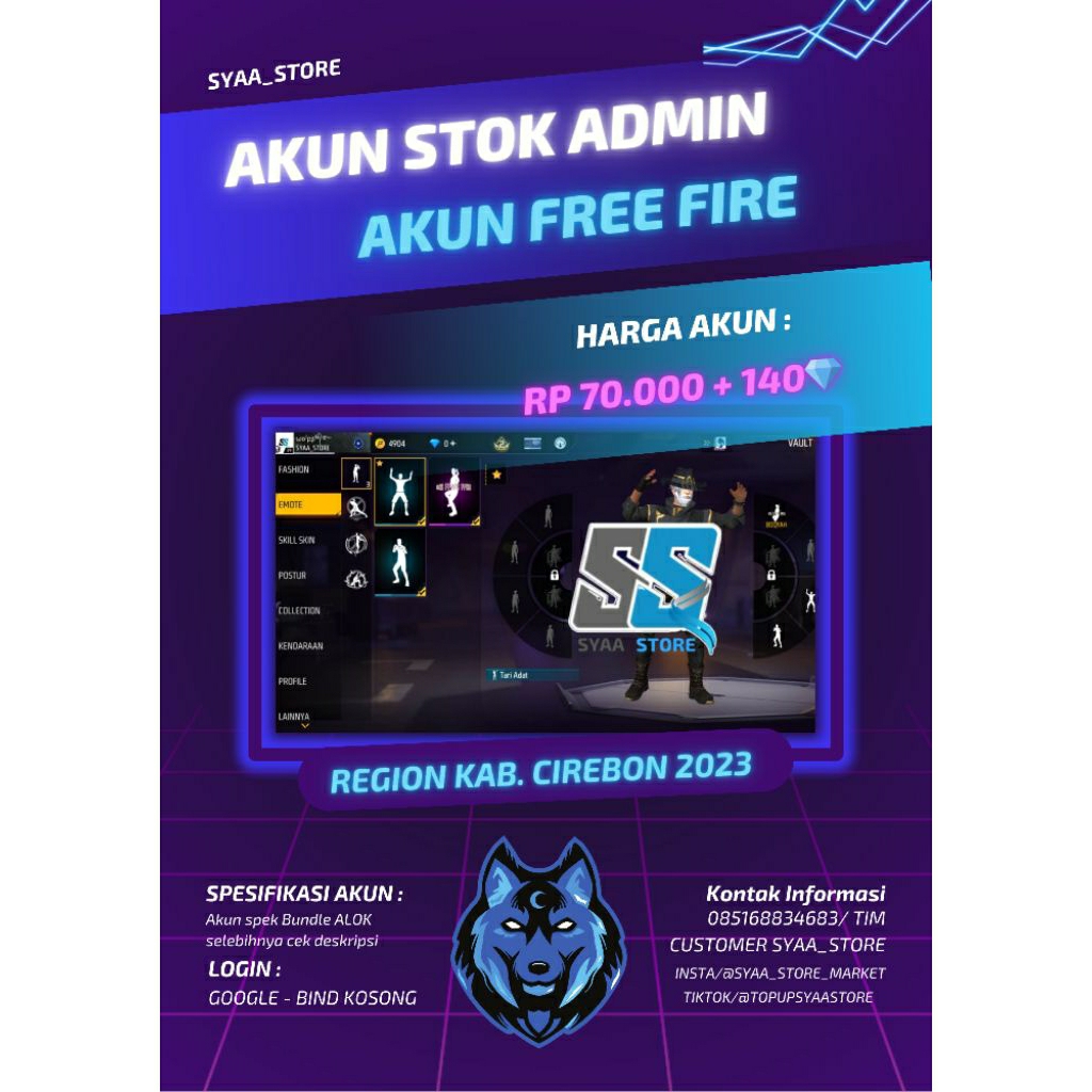 Akun pc Game free fire polos Bundle alok