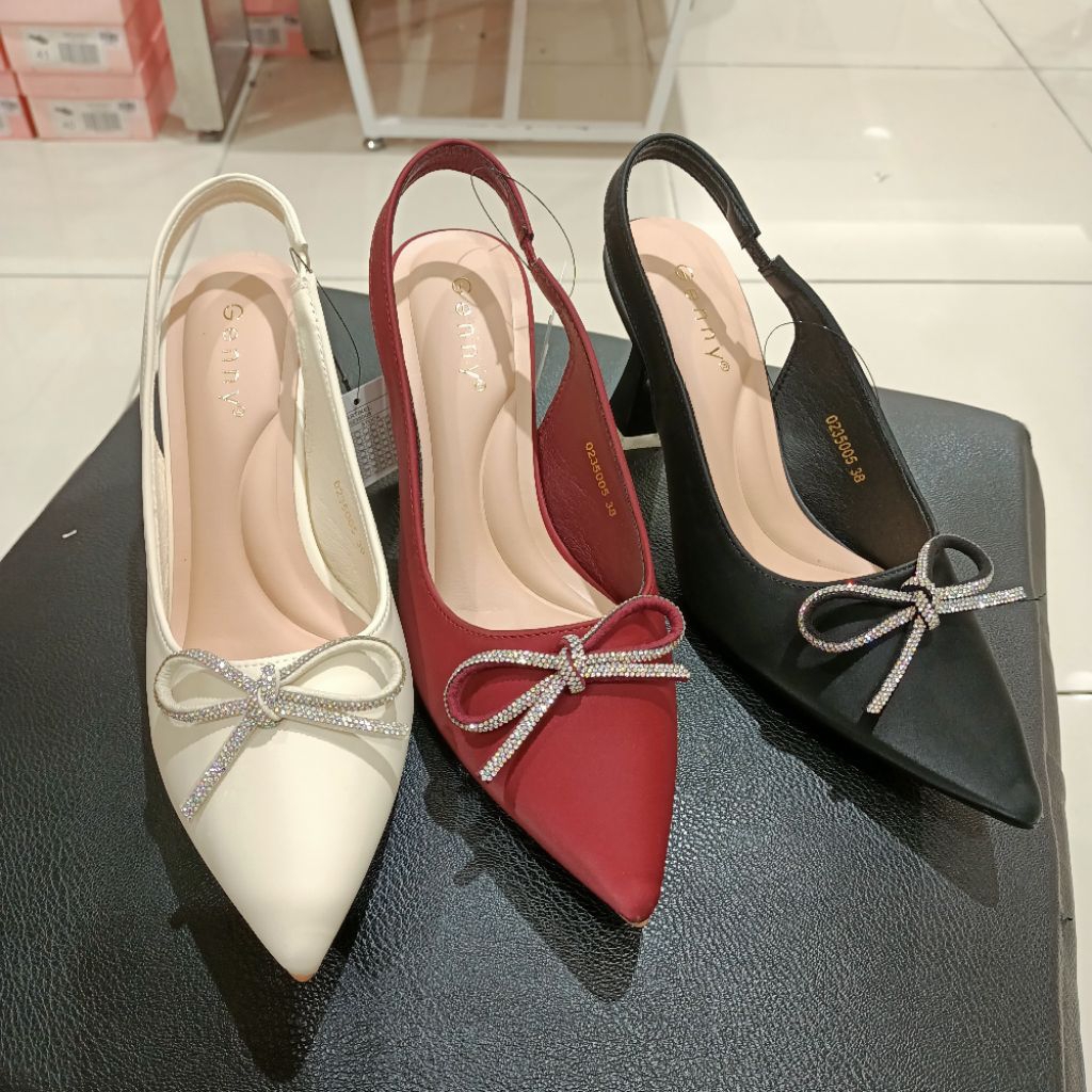 sepatu selop wanita mewah heels 7cm GENNY original