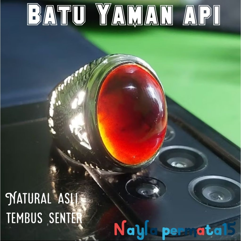 cincin batu akik yaman wulung aceh / yaman api senter merah asli natural