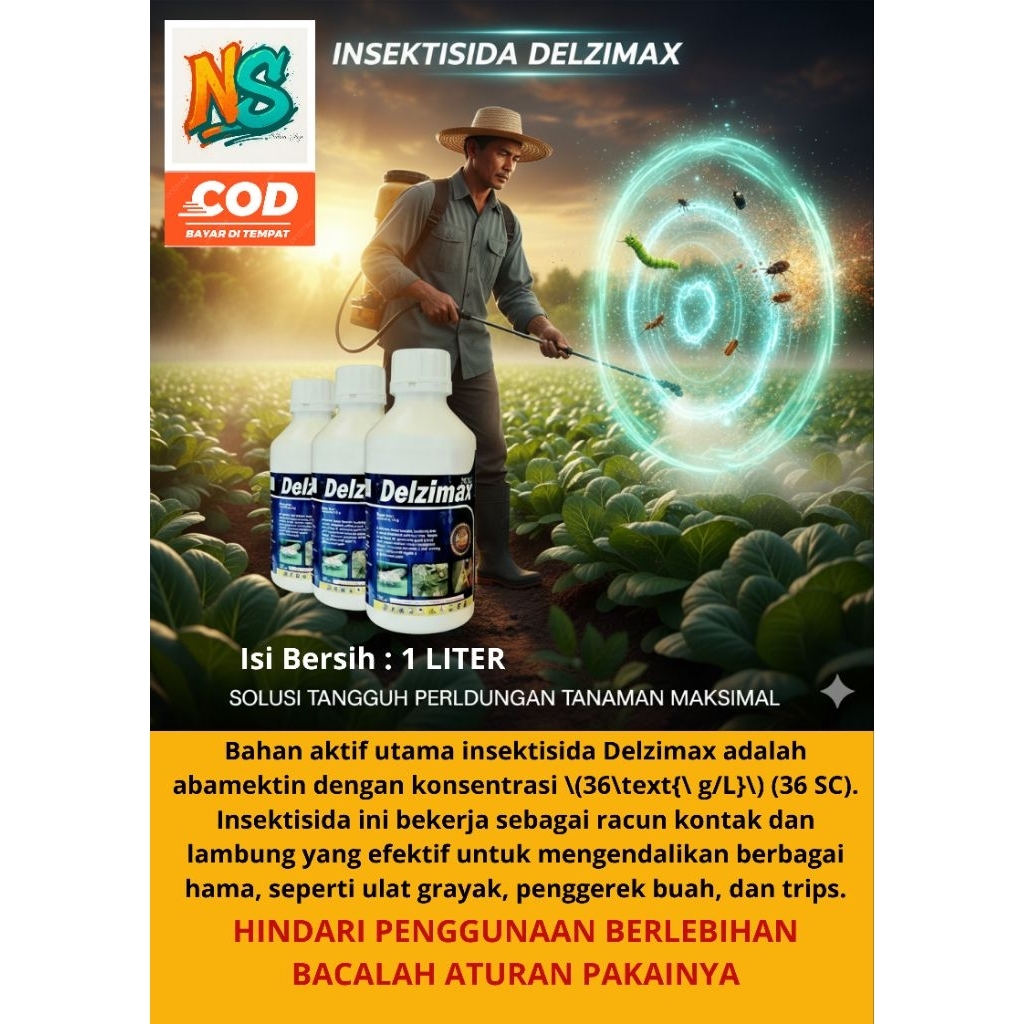 DELZIMAX 36 SC 1 LITER - Insektisida Abamektin 36gl Pembasmi Hama Tanaman Padi, Cabai, Bawang, Sawit